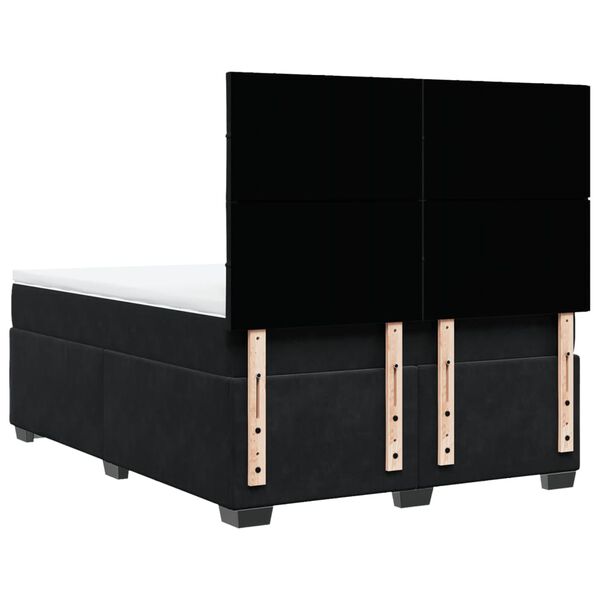 vidaXL Κρεβάτι Boxspring με Στρώμα Μαύρο 140x200 εκ. Βελούδινο