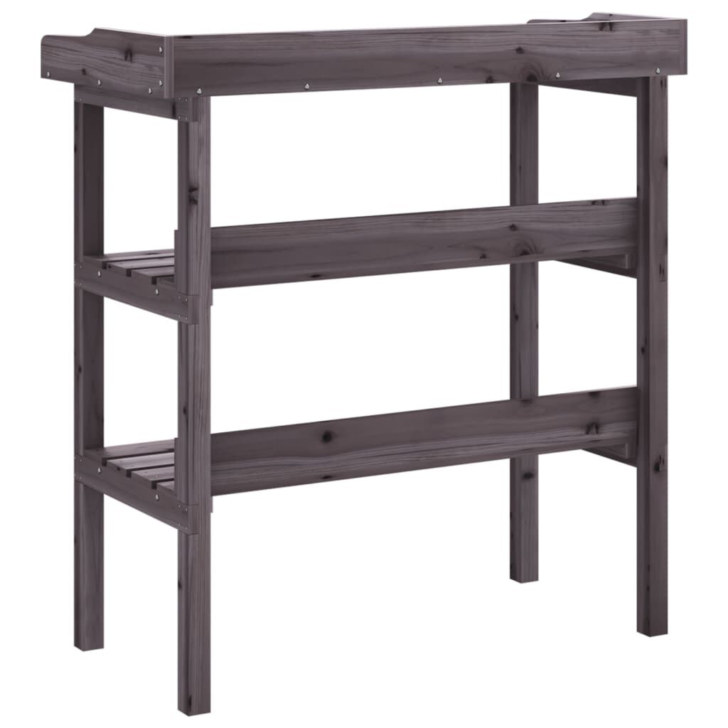 vidaXL Τραπέζι Φυτών με Ράφια Γκρι 78x38x82,5εκ. από Μασίφ Ξύλο Ελάτης
