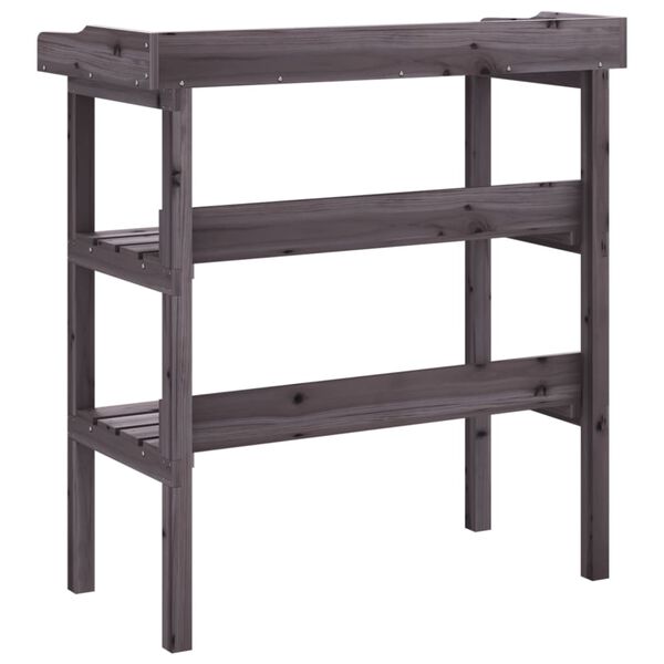 vidaXL Τραπέζι Φυτών με Ράφια Γκρι 78x38x82,5εκ. από Μασίφ Ξύλο Ελάτης