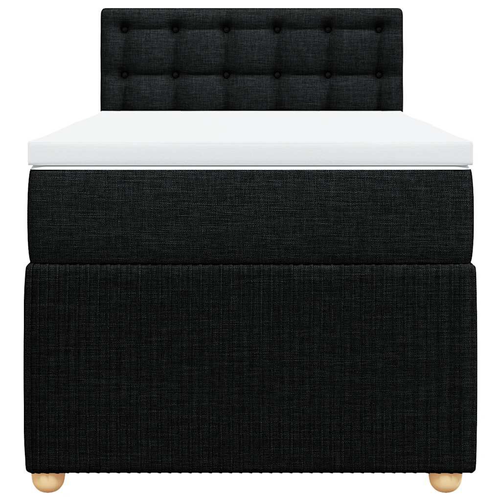 vidaXL Κρεβάτι Boxspring με Στρώμα Μαύρο 90x190 εκ.Υφασμάτινο