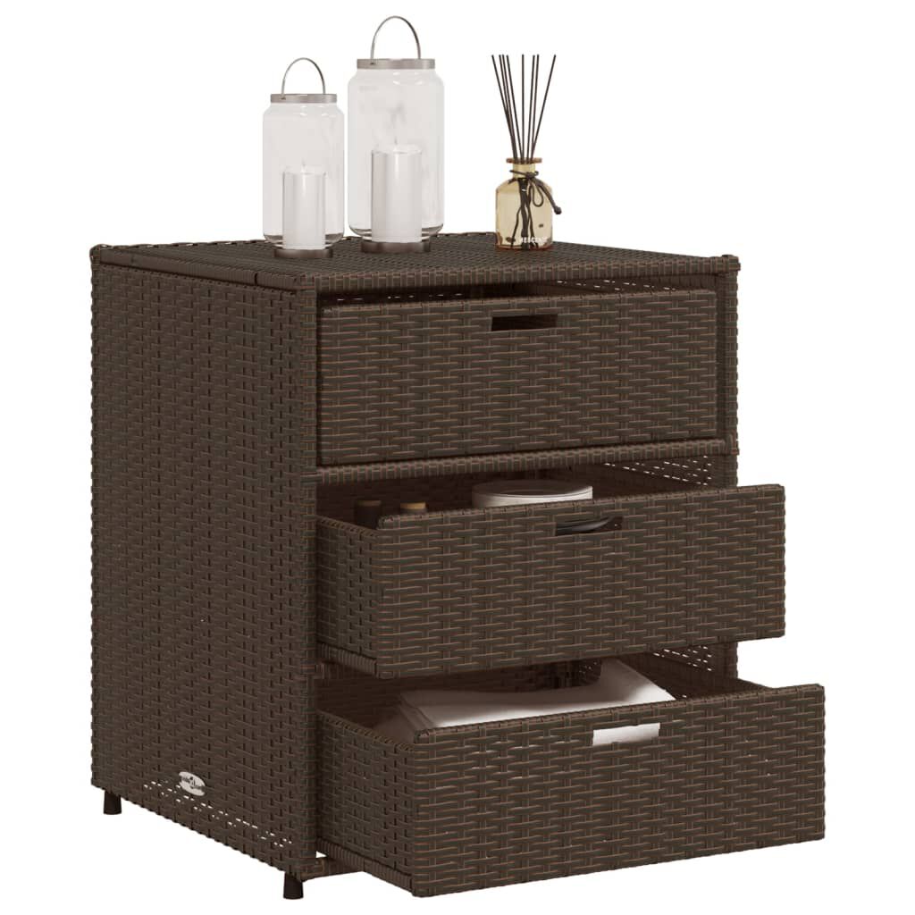 vidaXL Ντουλάπι Αποθήκευσης Κήπου Καφέ 55x59x69 εκ. Συνθετικό Ρατάν