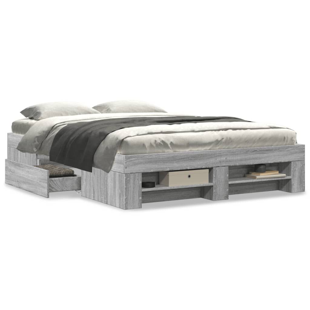 vidaXL Πλαίσιο Κρεβατιού Γκρι Sonoma 140x190 εκ. Επεξεργασμένο Ξύλο