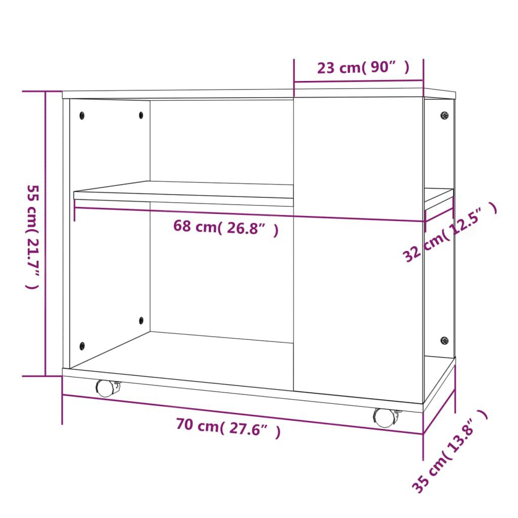 vidaXL Τραπέζι Βοηθητικό Γκρι Sonoma 70x35x55 εκ. Επεξεργασμένο Ξύλο