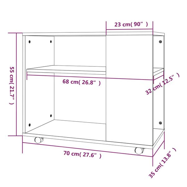 vidaXL Τραπέζι Βοηθητικό Γκρι Sonoma 70x35x55 εκ. Επεξεργασμένο Ξύλο