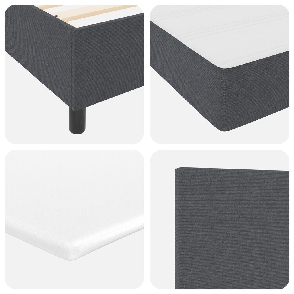 vidaXL Κρεβάτι Box Spring με Στρώμα & LED Σκούρο Γκρι 90x200 εκ Ύφασμα Κορντούρα