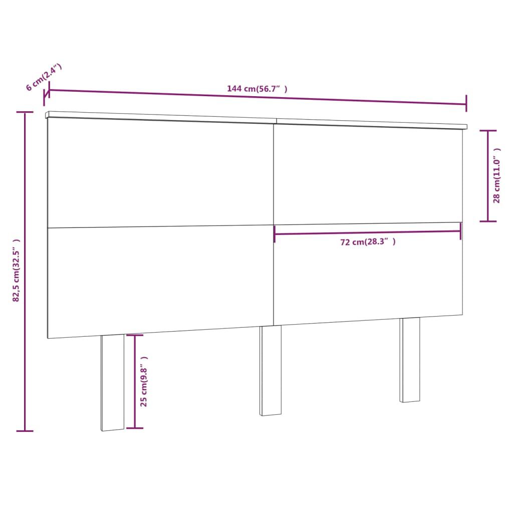 vidaXL Κεφαλάρι Κρεβατιού Γκρι 144x6x82,5 εκ. από Μασίφ Ξύλο Πεύκου