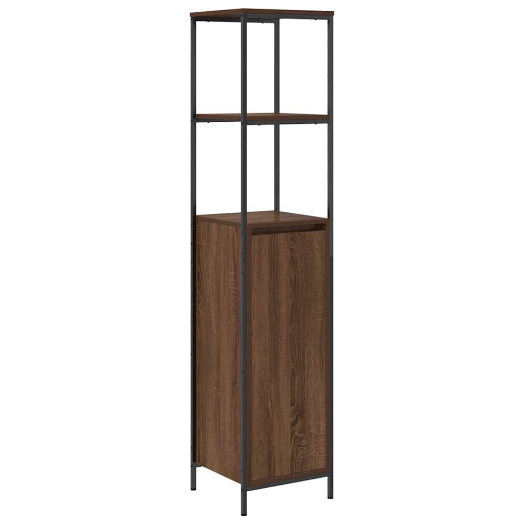 vidaXL Ντουλάπι μπάνιου με ράφια καφέ δρυς 36x35x165 εκ.