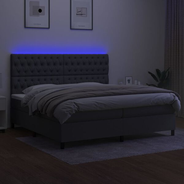 vidaXL &Kappa;&rho;&epsilon;&beta;ά&tau;&iota; Boxspring &mu;&epsilon; &Sigma;&tau;&rho;ώ&mu;&alpha; & LED &Sigma;&kappa;.&Gamma;&kappa;&rho;&iota; 200x200&epsilon;&kappa;. &Upsilon;&phi;&alpha;&sigma;&mu;ά&tau;&iota;&nu;&omicron;