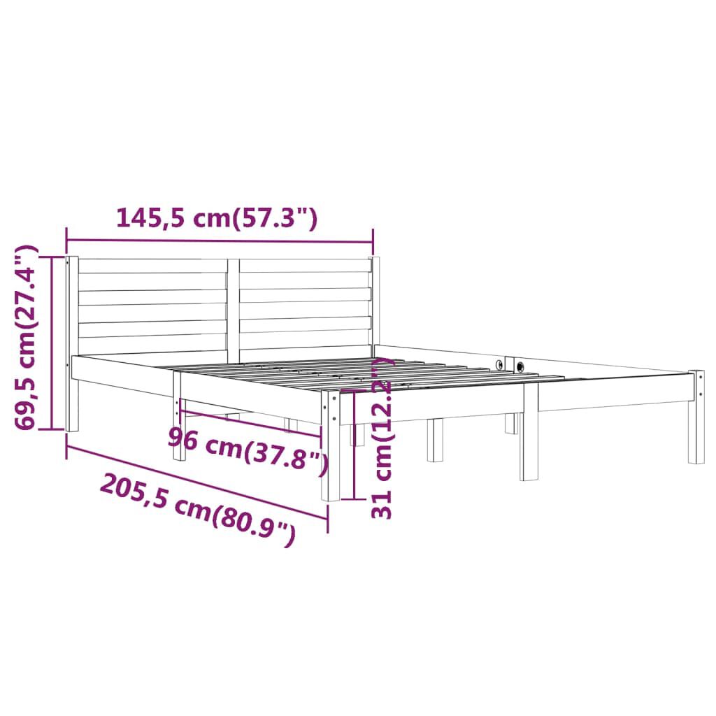 vidaXL Πλαίσιο Κρεβατιού Καφέ Μελί 140 x 200 εκ. από Μασίφ Ξύλο Πεύκου