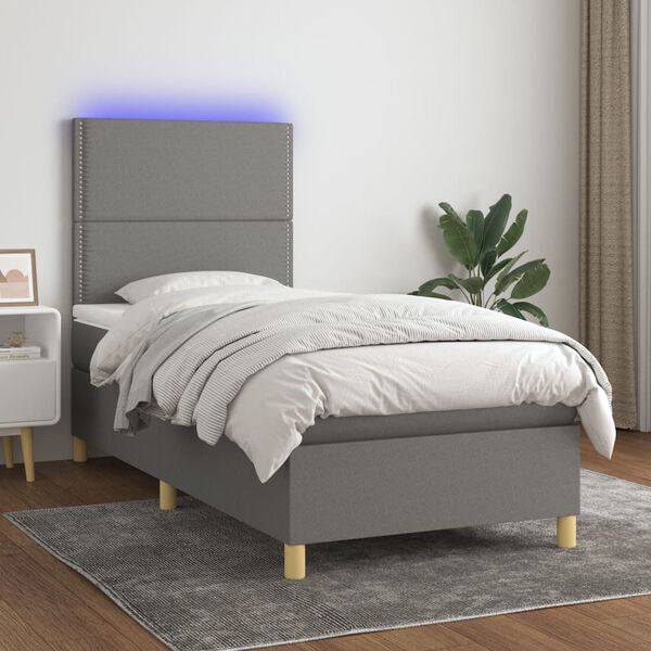 vidaXL &Kappa;&rho;&epsilon;&beta;ά&tau;&iota; Boxspring &mu;&epsilon; &Sigma;&tau;&rho;ώ&mu;&alpha; & LED &Sigma;&kappa;.&Gamma;&kappa;&rho;&iota; 100x200 &epsilon;&kappa; &Upsilon;&phi;&alpha;&sigma;&mu;ά&tau;&iota;&nu;&omicron;