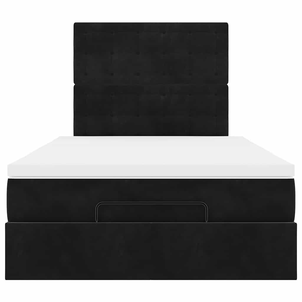 vidaXL Οθωμανικό κρεβάτι με στρώματα & LEDs Μαύρο 120x200cm Velvet