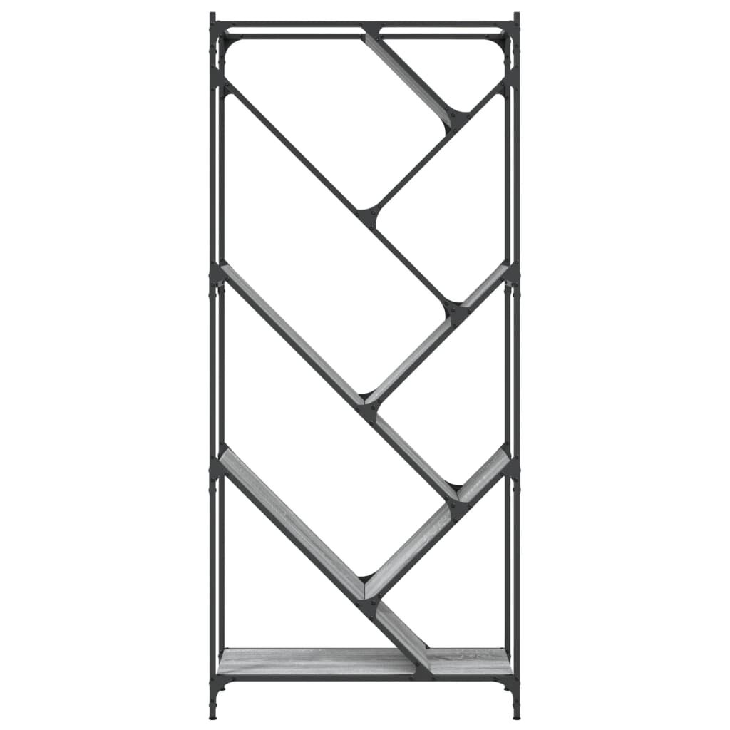 vidaXL Βιβλιοθήκη Γκρι Sonoma 79x30x180 εκ. Επεξεργ. Ξύλο & Μέταλλο