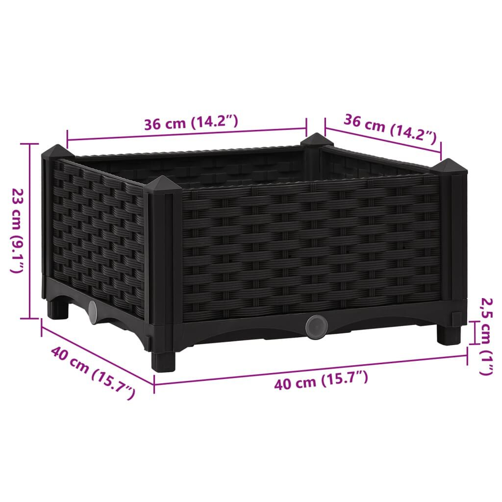 vidaXL Ζαρντινιέρα 40 x 40 x 23 εκ. από Πολυπροπυλένιο