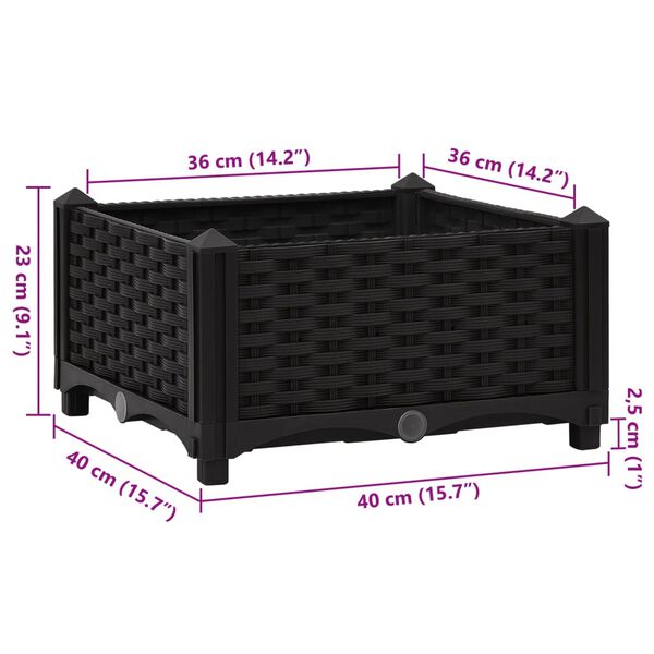 vidaXL Ζαρντινιέρα 40 x 40 x 23 εκ. από Πολυπροπυλένιο