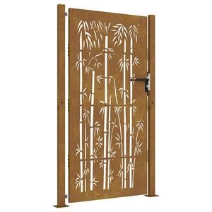 vidaXL Πόρτα Κήπου από Μπαμπού με Σχέδιο από Ατσάλι Corten 105 x 205 εκ.