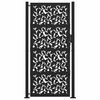 vidaXL Πόρτα Κήπου Μαύρη με Σχέδιο από Ατσάλινο Φύλλο 105x205 εκ.