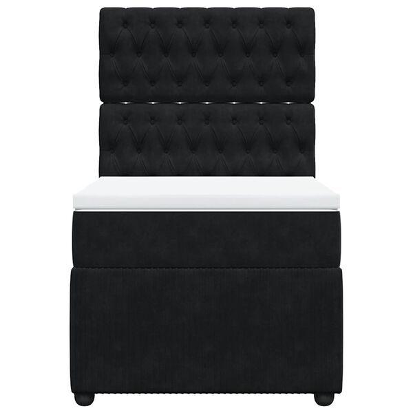 vidaXL Κρεβάτι Boxspring με Στρώμα Μαύρο 90x200 εκ. Βελούδινο
