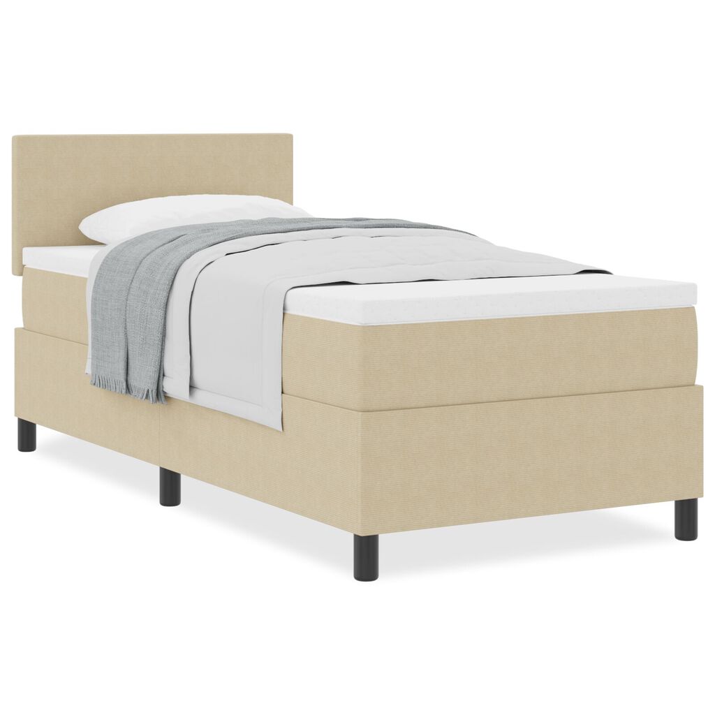 vidaXL Κρεβάτι Box Spring με Στρώμα Ανοιχτό Πράσινο Γκρι 90x200 εκ. Βελούδινο Ύφασμα