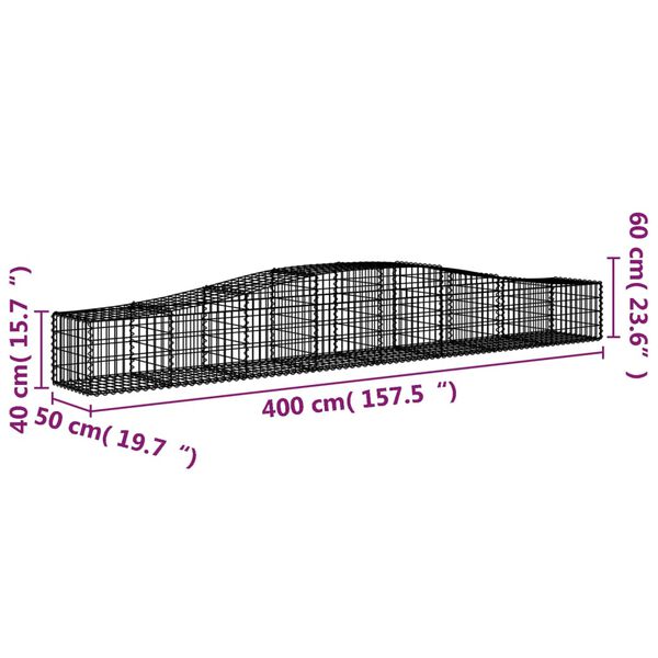 vidaXL Συρματοκιβώτια Τοξωτά 7 τεμ. 400x50x40/60 εκ. Γαλβαν. Ατσάλι