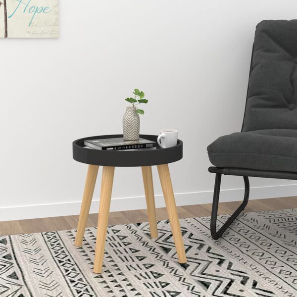 vidaXL Βοηθητικό Τραπέζι Μαύρο 38x38x40 εκ. Επεξ. Ξύλο & Μασίφ Πεύκο