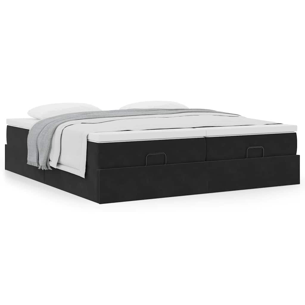 vidaXL Οθωμανικό κρεβάτι με στρώματα Μαύρο 160x200cm Velvet