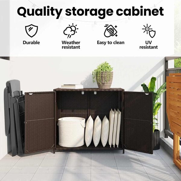 vidaXL Ντουλάπι Αποθήκευσης Κήπου Καφέ 83x45x76 εκ. Συνθετικό Ρατάν