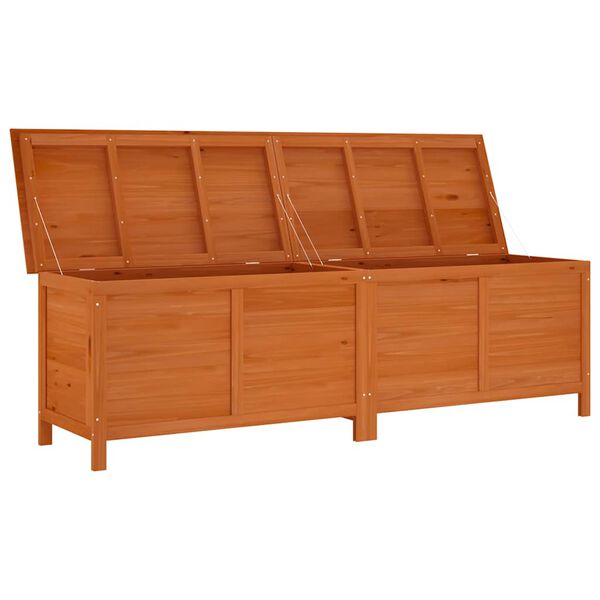 vidaXL Μπαούλο Αποθ. Κήπου Καφέ 198,5x50x56,5εκ Μασίφ Ξύλο Ελάτης