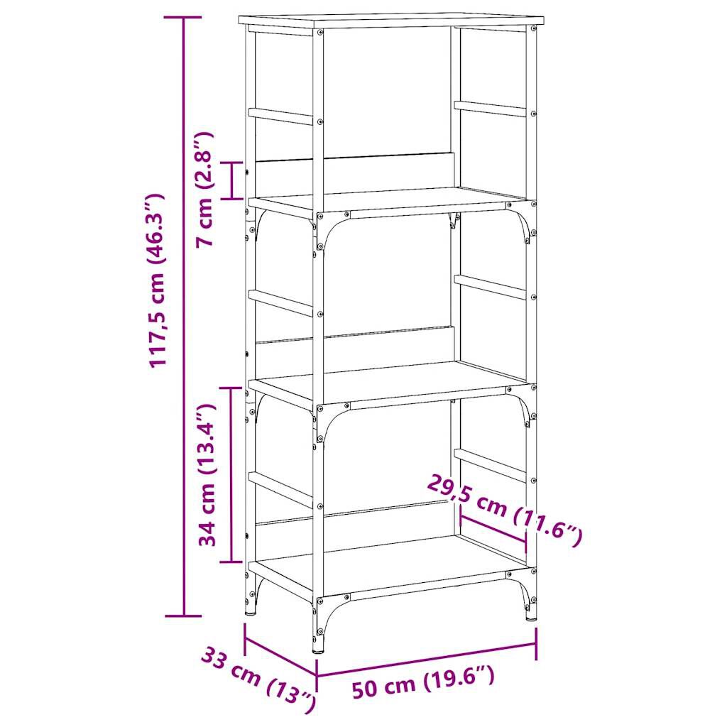 vidaXL Βιβλιοθήκη Artisan Δρυς 50x33x117,5 εκ. Επεξεργασμένο Ξύλο