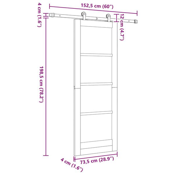 vidaXL Συρόμενη Πόρτα ORKDAL Φυσικό και μαύρο 73.5 x 198.5 εκ.