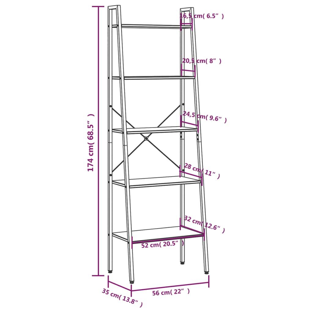 vidaXL Ραφιέρα 5 Επιπέδων Ανοιχτό Καφέ & Μαύρο 56 x 35 x 174 εκ.