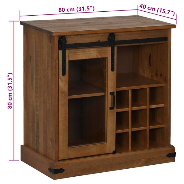 vidaXL Sideboard HALDEN με συρόμενη πόρτα 80x40x80 cm μασίφ ξύλο