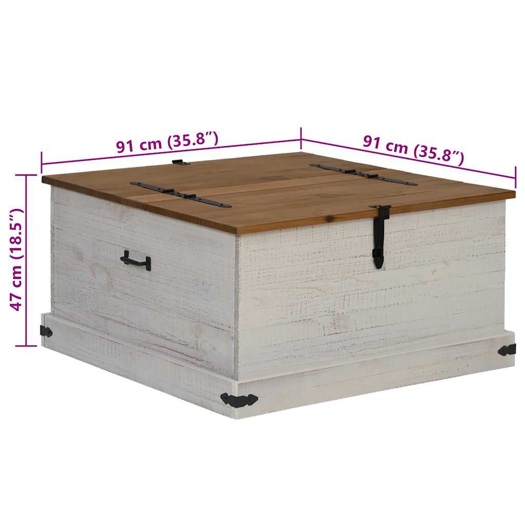 vidaXL Σεντούκι αποθήκευσης HALDEN Λευκό 91x91x47 cm Στερεό ξύλο πεύκο
