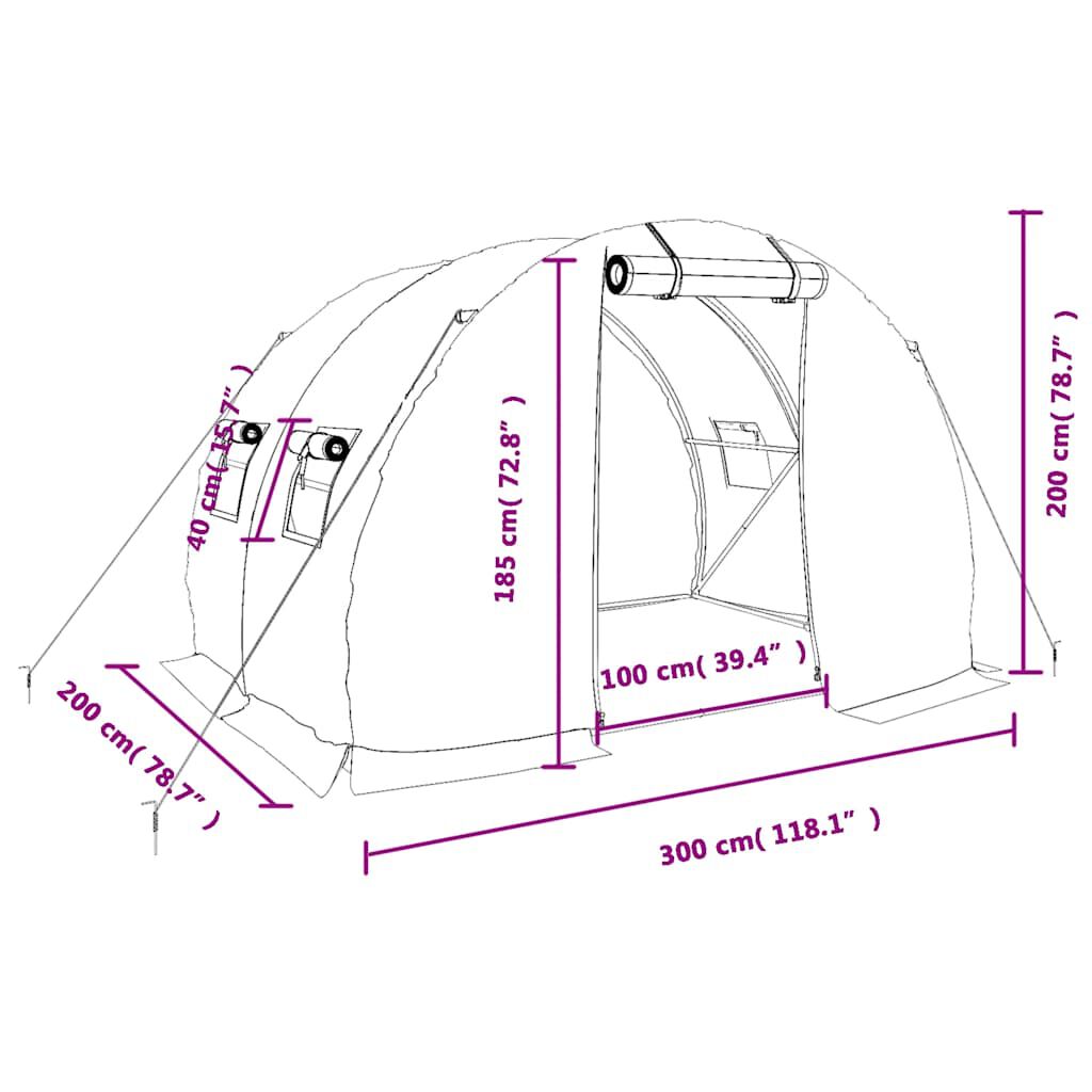 vidaXL Θερμοκήπιο με Ατσάλινο Πλαίσιο Λευκό 6 μ² 3 x 2 x 2 μ.