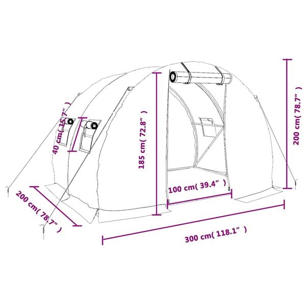 vidaXL Θερμοκήπιο με Ατσάλινο Πλαίσιο Λευκό 6 μ² 3 x 2 x 2 μ.