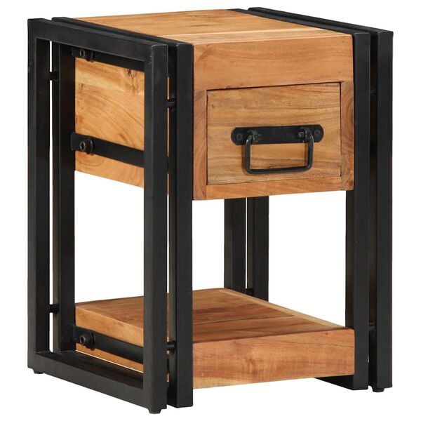 vidaXL Κομοδίνο με συρτάρι Καφέ 30 x 30 x 40 cm Μασίφ ξύλο ακακίας