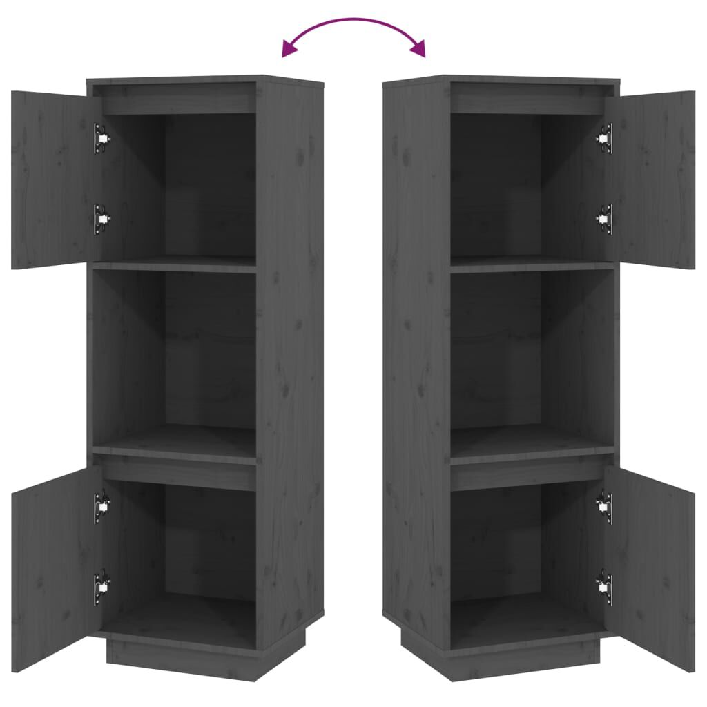 vidaXL Ντουλάπι Ψηλό Γκρι 38 x 35 x 117 εκ. από Μασίφ Ξύλο Πεύκου