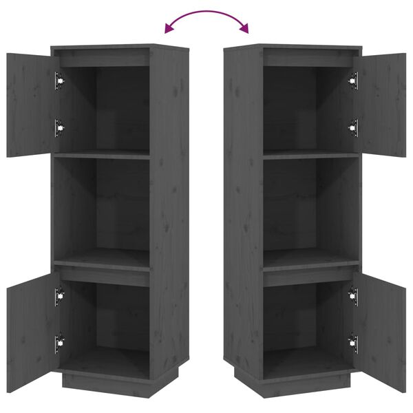vidaXL Ντουλάπι Ψηλό Γκρι 38 x 35 x 117 εκ. από Μασίφ Ξύλο Πεύκου