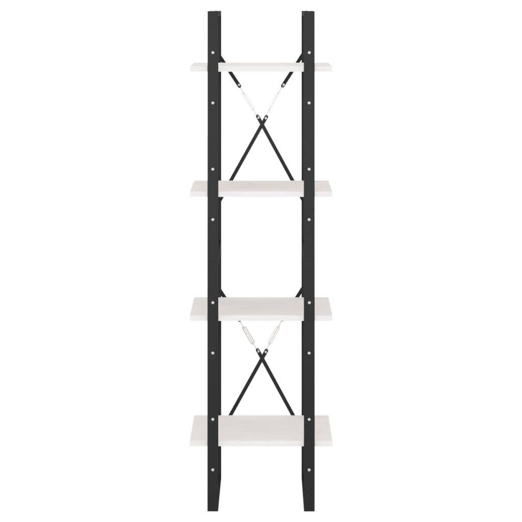 vidaXL Βιβλιοθήκη με 4 Ράφια Λευκή 40x30x140 εκ. από Μασίφ Ξύλο Πεύκου