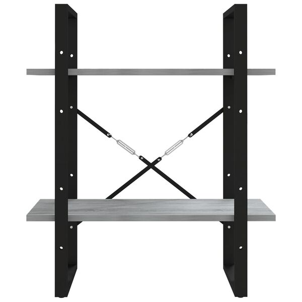 vidaXL Βιβλιοθήκη με 2 Ράφια Γκρι Sonoma 60x30x70 εκ. Επεξεργ. Ξύλο