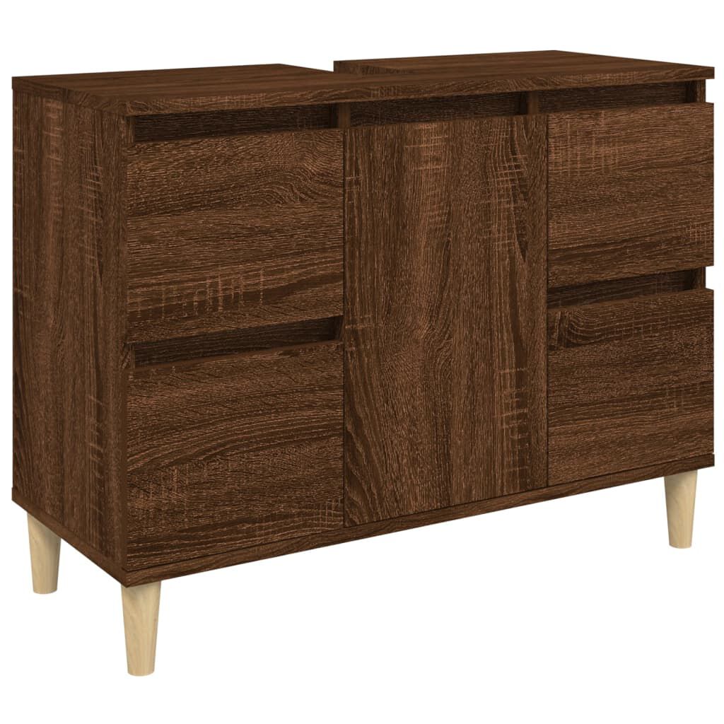 vidaXL Ντουλάπι Νιπτήρα Καφέ Δρυς 80 x 33 x 60 εκ. Επεξεργασμένο Ξύλο