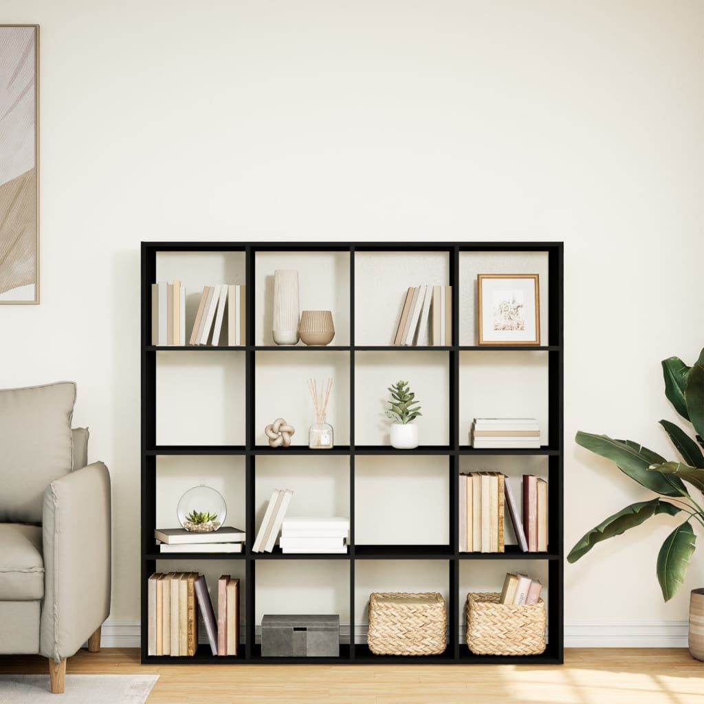 vidaXL Βιβλιοθήκη Μαύρο 137,5x29x137,5 εκ. από Επεξεργασμένο Ξύλο
