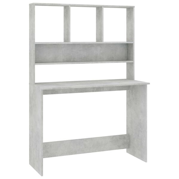 vidaXL Γραφείο με Ράφια Γκρι Σκυροδέματος 110x45x157 εκ. Μοριοσανίδα