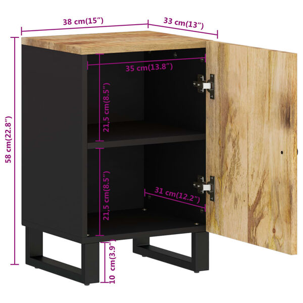 vidaXL Ντουλάπι Μπάνιου 38 x 33 x 58 εκ. από Μασίφ Ξύλο Μάνγκο