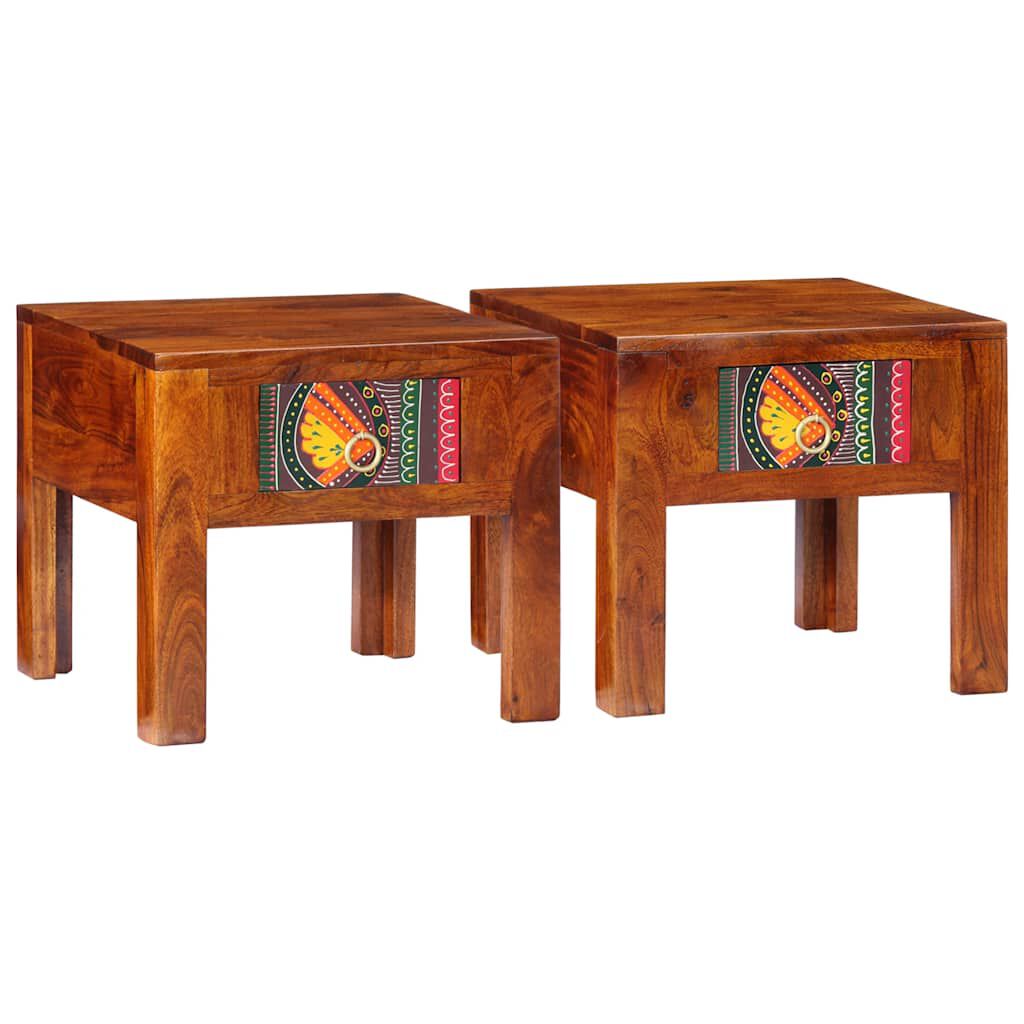 vidaXL Κομοδίνο 2 τεμάχια 40x40x36 cm μασίφ ξύλο ακακίας