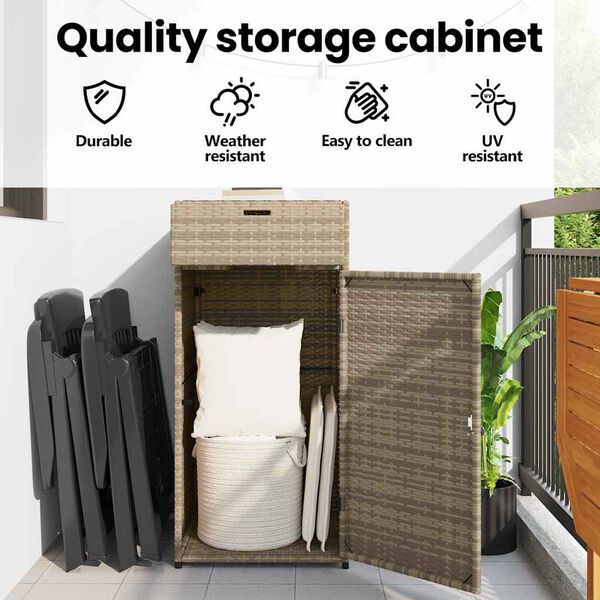 vidaXL Ντουλάπι Αποθήκευσης Κήπου Beige 55x55x111 εκ. Συνθετικό Ρατάν