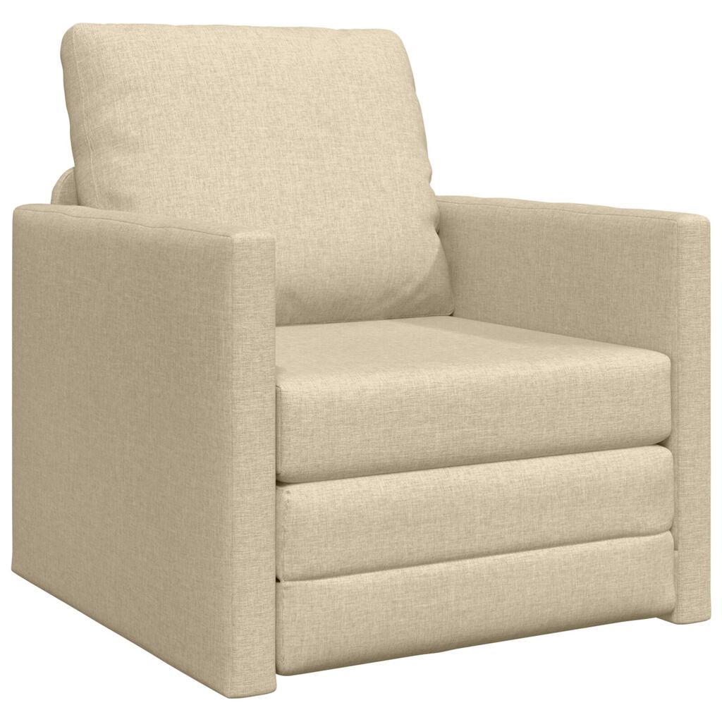 vidaXL Καναπές-Κρεβάτι Δαπέδου 2 σε 1 Κρεμ 112x174x55 εκ. Ύφασμα