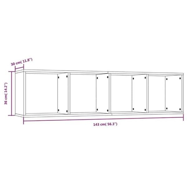 vidaXL Βιβλιοθήκη/Έπιπλο Τηλεόρασης Γκρι sonoma 143x30x36εκ Επεξ. Ξύλο