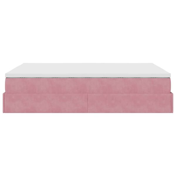 vidaXL Οθωμανικό κρεβάτι με στρώμα ροζ 140x200cm Βελούδο