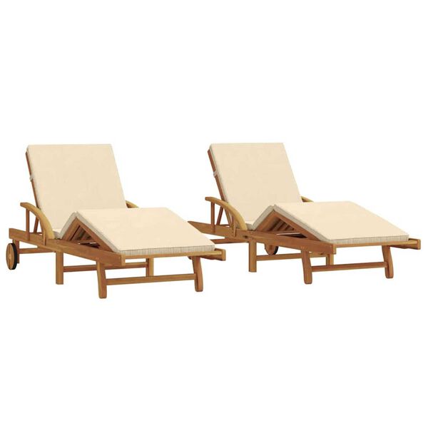 vidaXL Ξαπλώστρα 2 pcs Μπεζ 200 x 67 x 84εκ Μασίφ ξύλο ακακίας