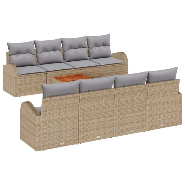 vidaXL Σετ Καναπέ Κήπου 9 pcs μπεζ και ανοιχτό γκρι